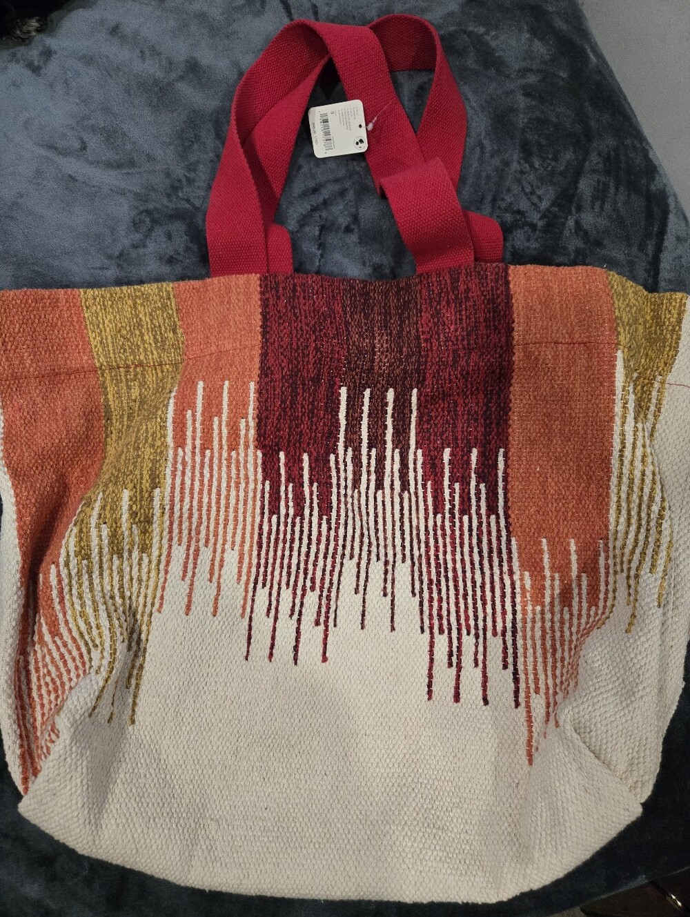 Woven Multicolor Stripe Tote Bag LARGE On Size FREE PEOPLE NWT